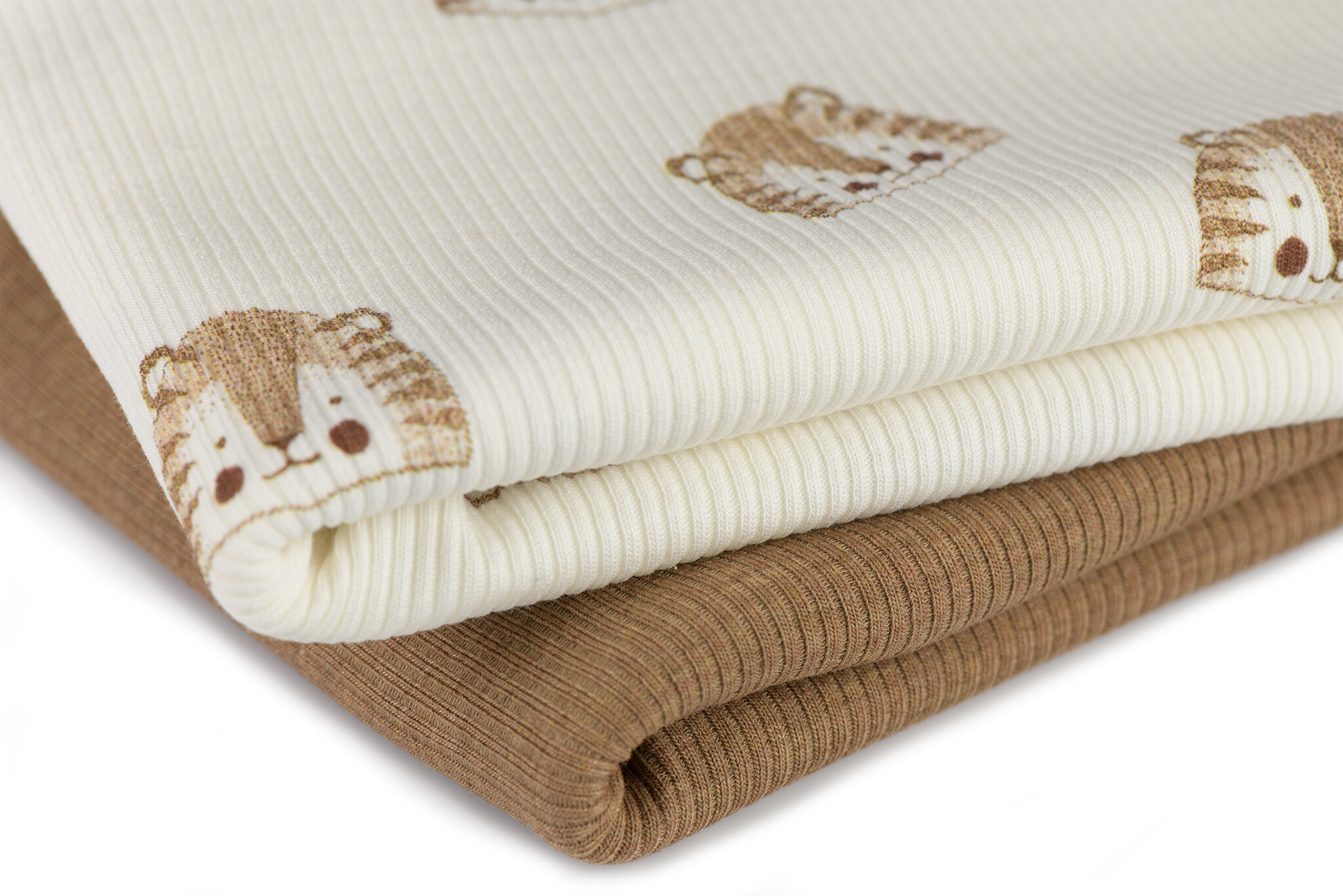 Rib Jersey Stof - Schets Leeuwen Ecru