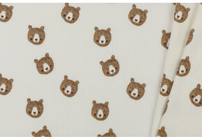 Rib Jersey Stof - Schets Beren Ecru