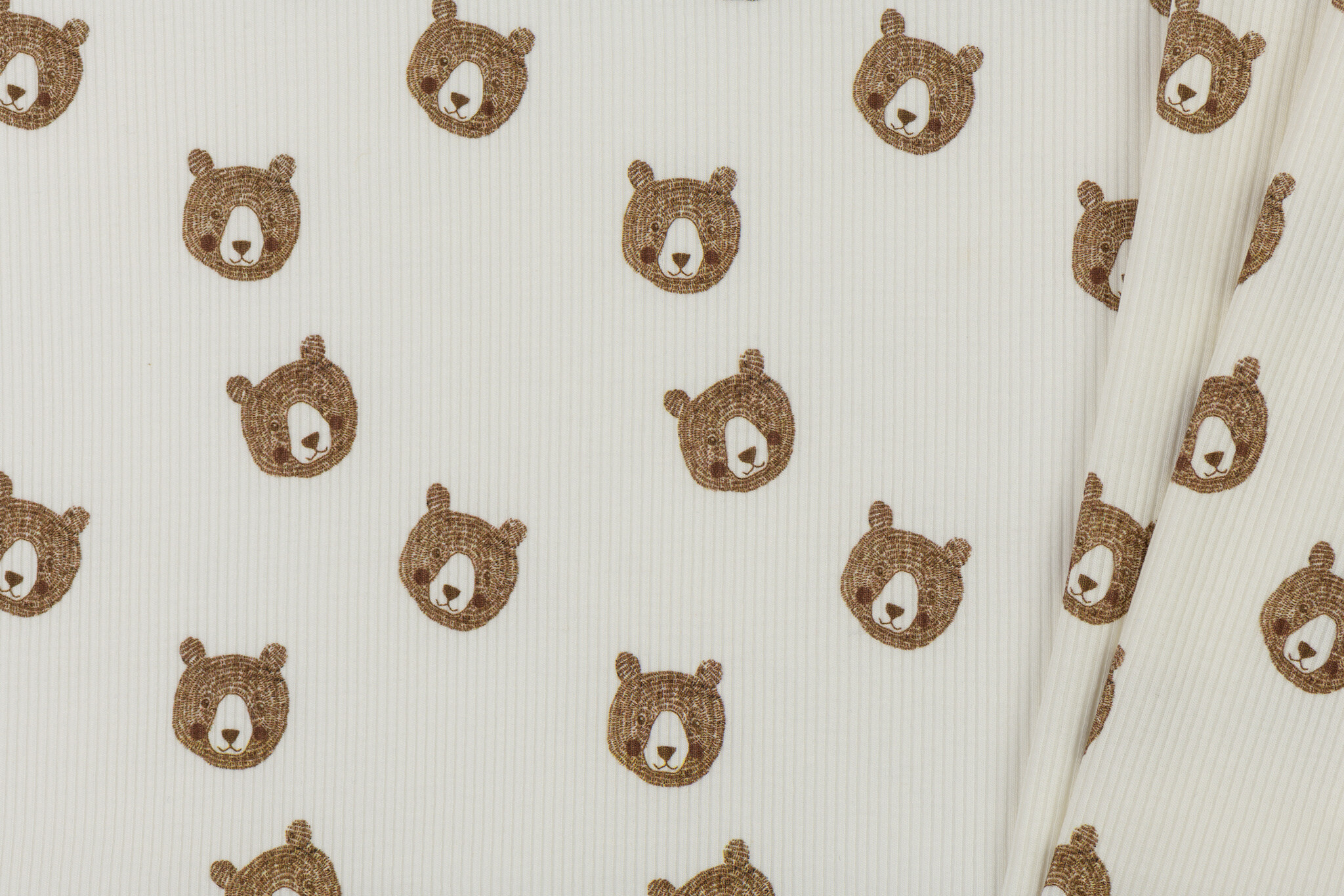 Rib Jersey Stof - Schets Beren Ecru