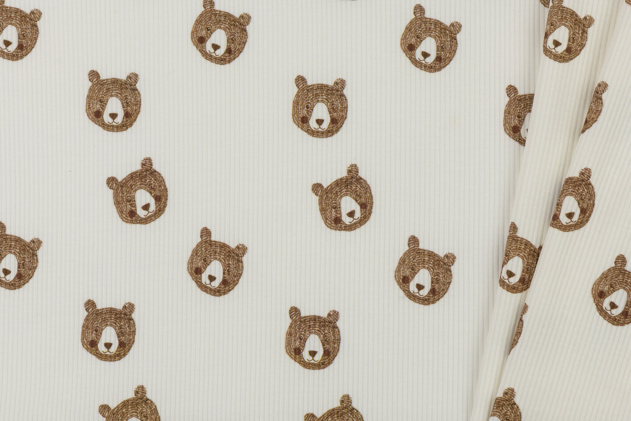 Rib Jersey Stof - Schets Beren Ecru