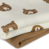 Rib Jersey Stof - Schets Beren Ecru