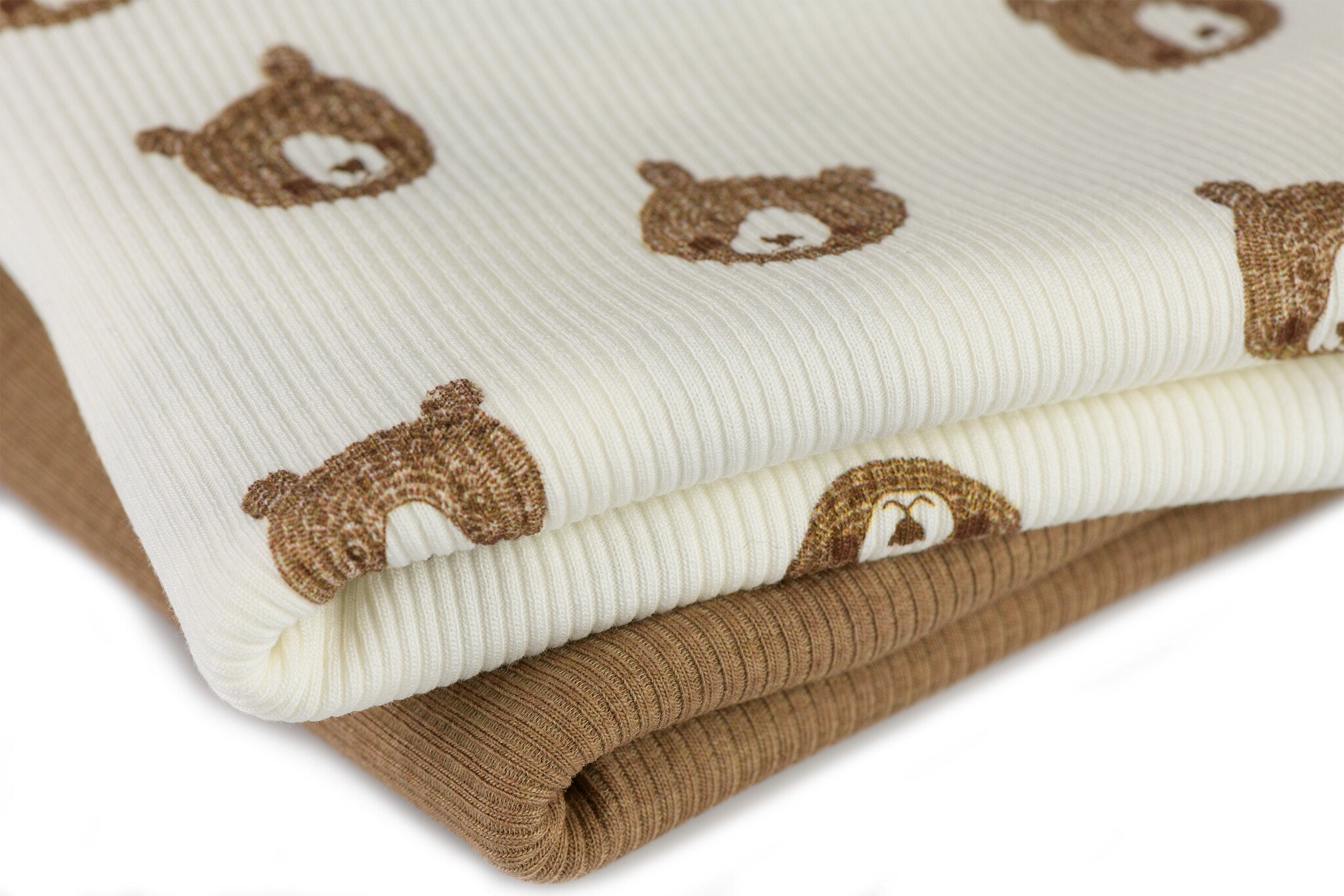 Rib Jersey Stof - Schets Beren Ecru