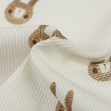 Rib Jersey Stof - Schets Konijnen Ecru