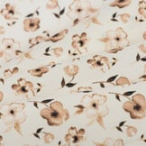 Poplin Katoen Digitale Print - Bruine Bloem