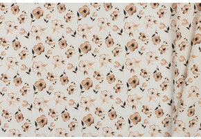 Poplin Katoen Digitale Print - Bruine Bloem