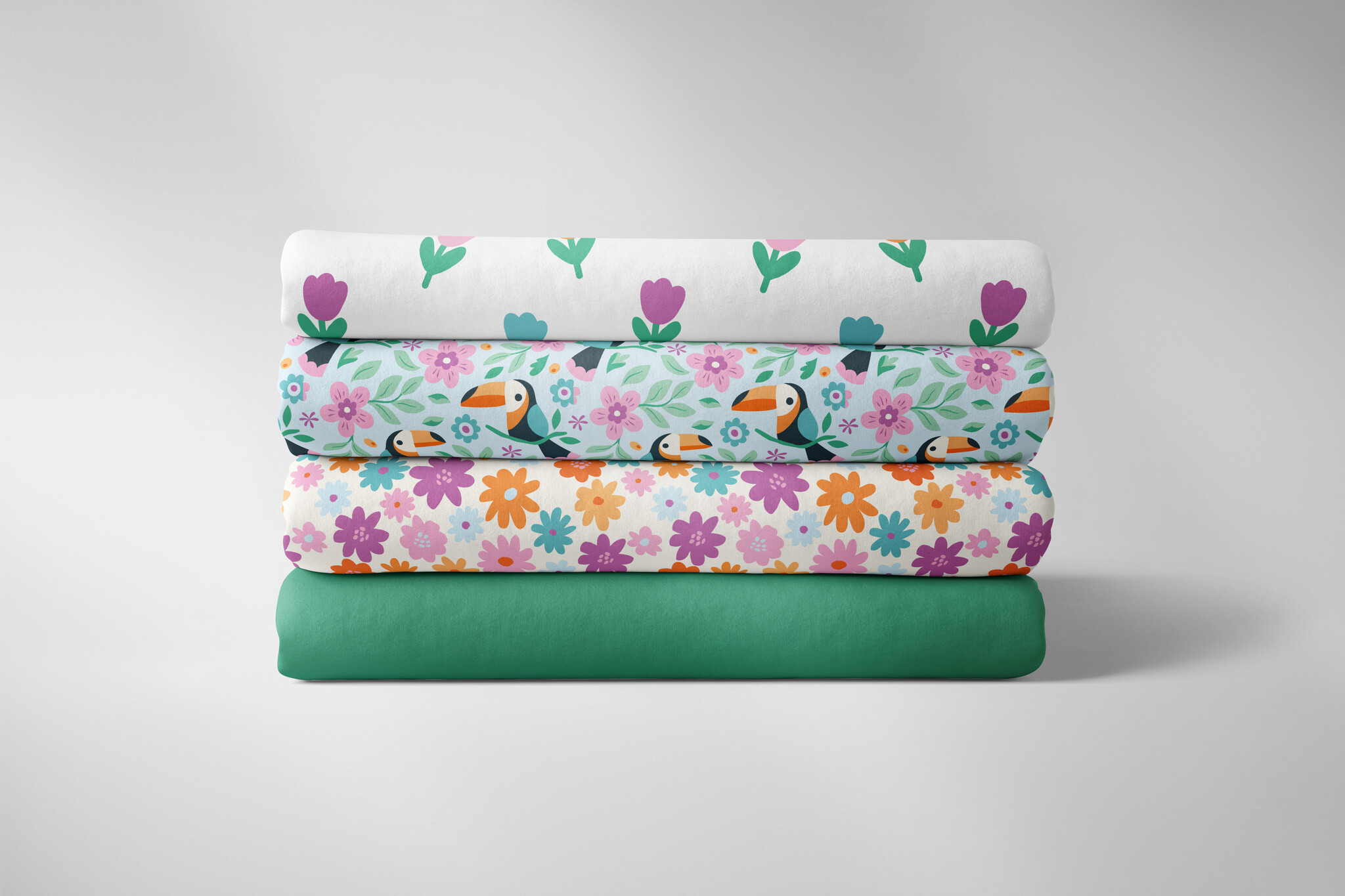 Jersey Katoen Stof - Lente Tulpen