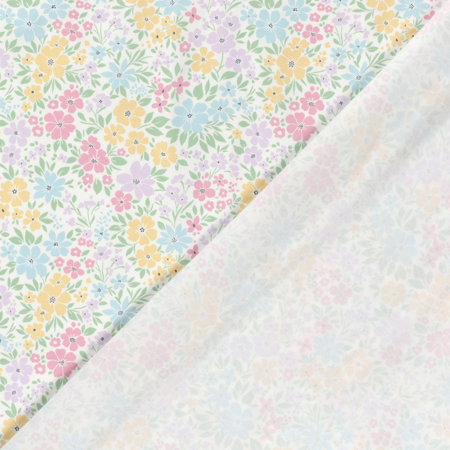 Jersey Katoen Stof - Vrolijke Bloemen Off-White