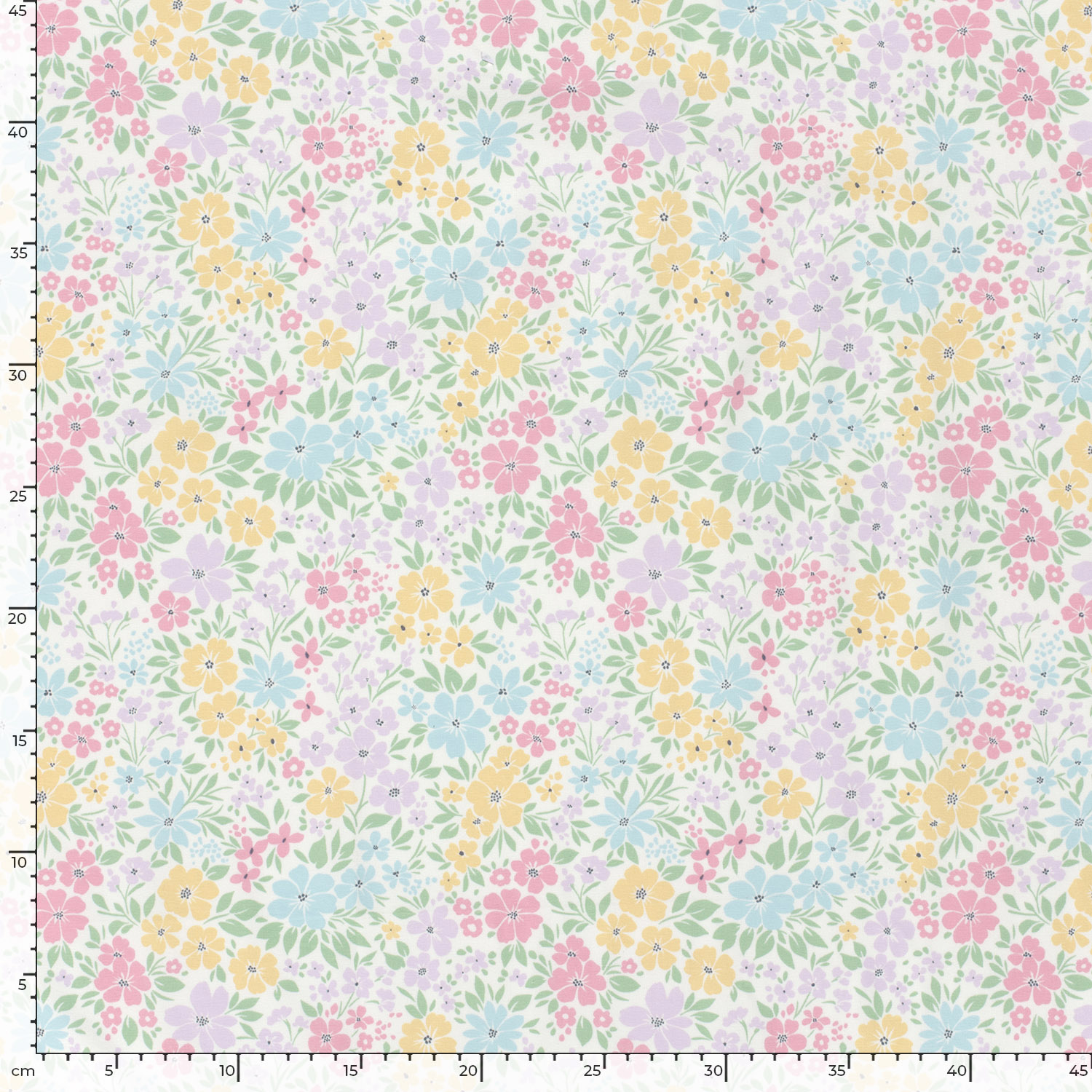 Jersey Katoen Stof - Vrolijke Bloemen Off-White