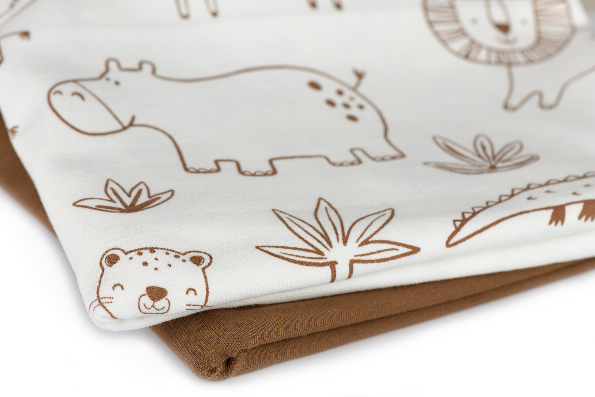 Jersey Katoen Stof - Safari Dieren Ecru