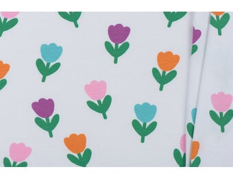 Jersey Katoen Stof - Lente Tulpen