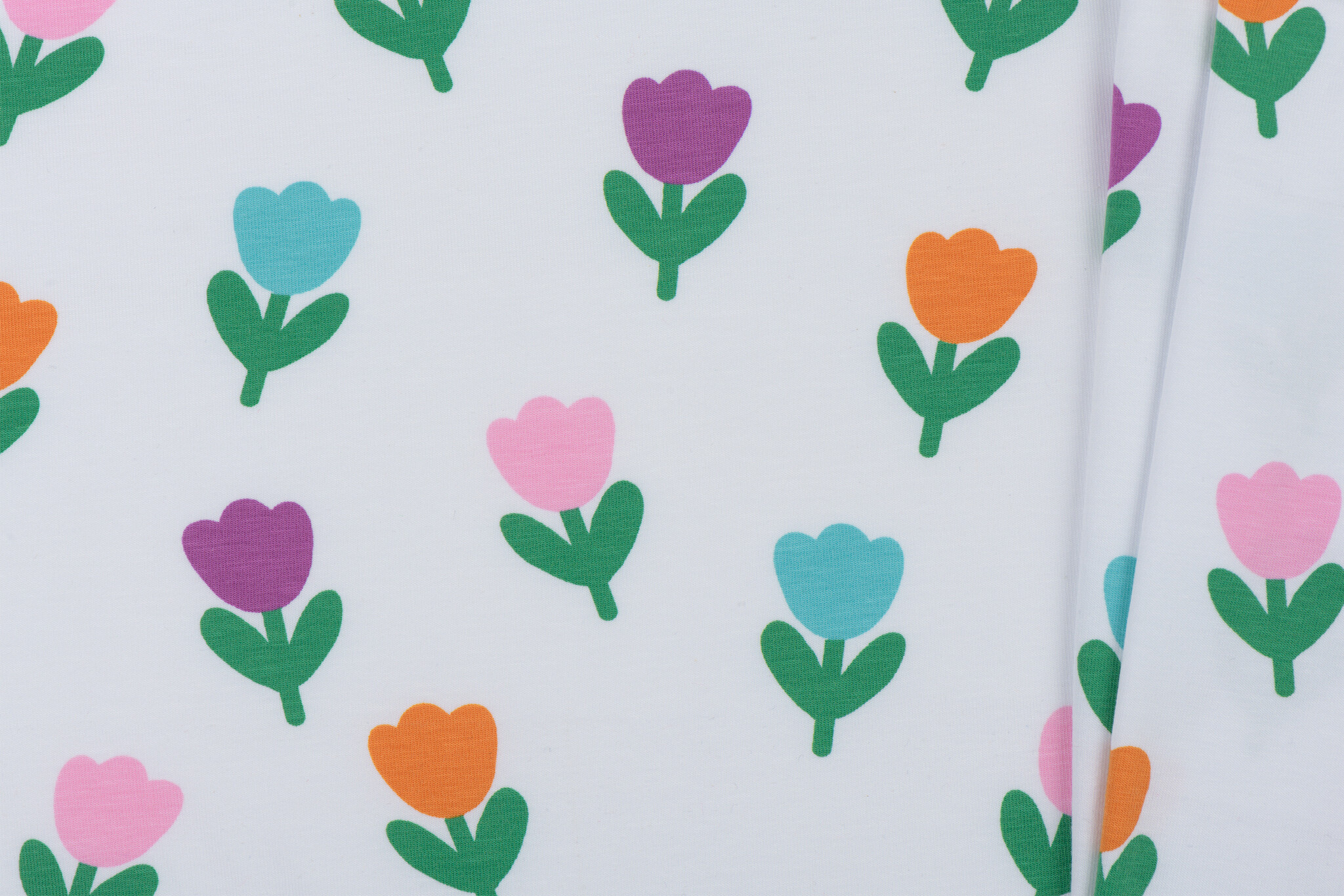 Jersey Katoen Stof - Lente Tulpen