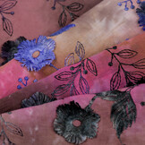 Katoen Embroidery Stof Tie Dye Poppy Flower Earth - Pink