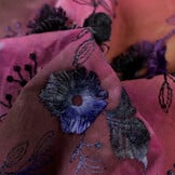 Katoen Embroidery Stof Tie Dye Poppy Flower Earth - Pink