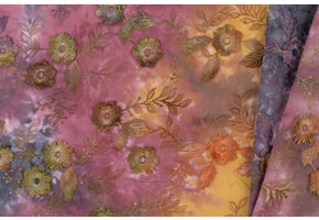 Katoen Embroidery  Stof Tie Dye Poppy Flower Rose