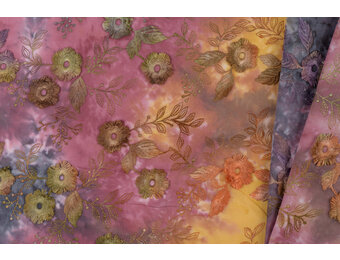 Katoen Embroidery  Stof Tie Dye Poppy Flower Rose