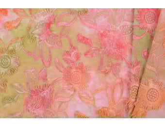 Katoen Embroidery  Stof Tie Dye Swingy Flowers Rose