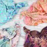 Katoen Embroidery  Stof Tie Dye Swingy Flowers Rose