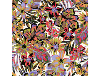 Viscose Satijn Stof Bedrukt Bloemen - Limoen Groen