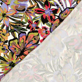 Viscose Satijn Stof Bedrukt Bloemen - Limoen Groen