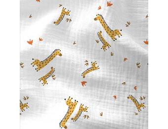 Hydrofiel Katoen Stof Girafjes & Vogeltjes