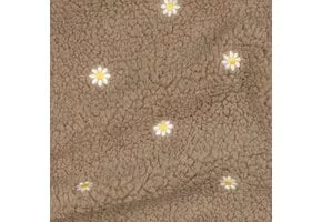 Teddy Stof Embroidery Bloemen Taupe