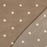Teddy Stof Embroidery Bloemen Taupe