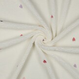 Teddy Stof Embroidery Hartjes Ecru
