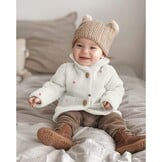 Teddy Stof Embroidery Hartjes Ecru