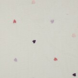 Teddy Stof Embroidery Hartjes Ecru