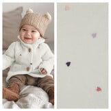 Teddy Stof Embroidery Hartjes Ecru