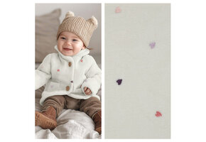 Teddy Stof Embroidery Hartjes Ecru