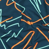 Katoenen Jersey Stof - Neon Abstract - Petrol