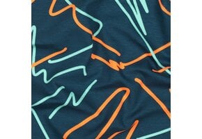 Katoenen Jersey Stof - Neon Abstract - Petrol
