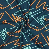 Katoenen Jersey Stof - Neon Abstract - Petrol