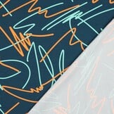 Katoenen Jersey Stof - Neon Abstract - Petrol