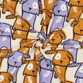 Katoenen Jersey Stof - Grappige Honden - Ecru