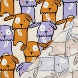 Katoenen Jersey Stof - Grappige Honden - Ecru