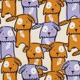 Katoenen Jersey Stof - Grappige Honden - Ecru