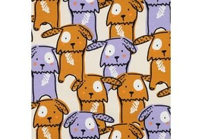 Katoenen Jersey Stof - Grappige Honden - Ecru