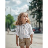 Hydrofiel Stof Embroidery Hartjes Roze- Oranje