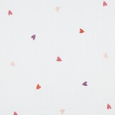 Hydrofiel Stof Embroidery Hartjes Roze- Oranje