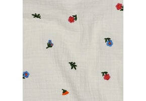 Hydrofiel Stof Embroidery Bloemen Naturel