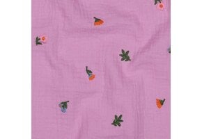 Hydrofiel Stof Embroidery Bloemen Licht Pink