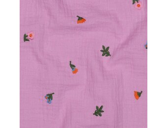 Hydrofiel Stof Embroidery Bloemen Licht Pink