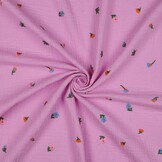 Hydrofiel Stof Embroidery Bloemen Licht Pink