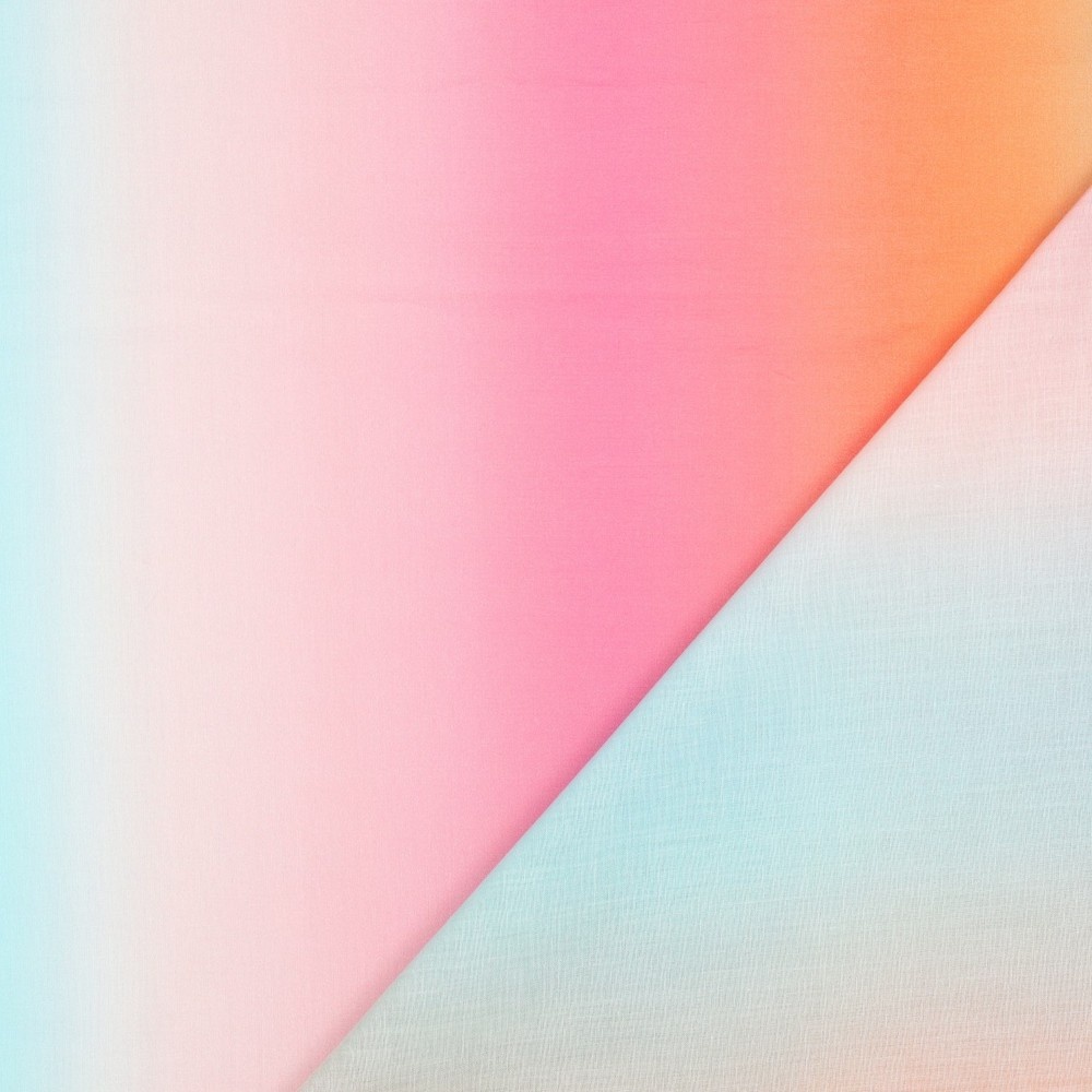 Katoen Voile Stof Digitale Print - Regenboog - Multicolor