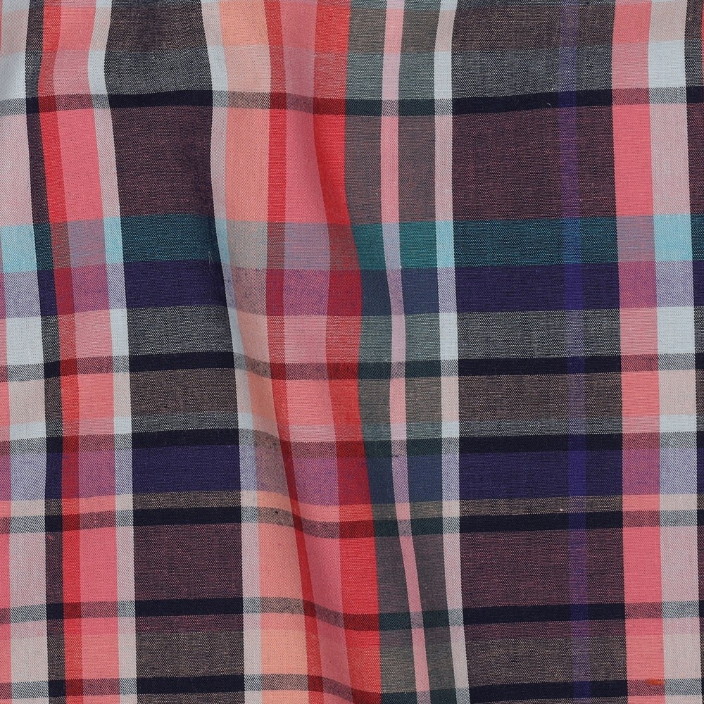 Katoen Stof Ruiten Garen geverfd - Donker Koraal