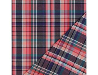 Katoen Stof Ruiten Garen geverfd - Donker Koraal