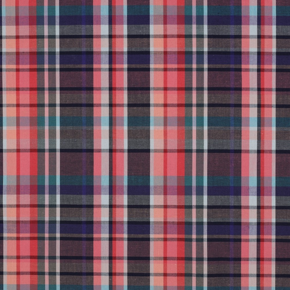Katoen Stof Ruiten Garen geverfd - Donker Koraal