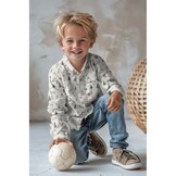 Katoen Poplin Stof Digitale Print - Bosdieren - Off White